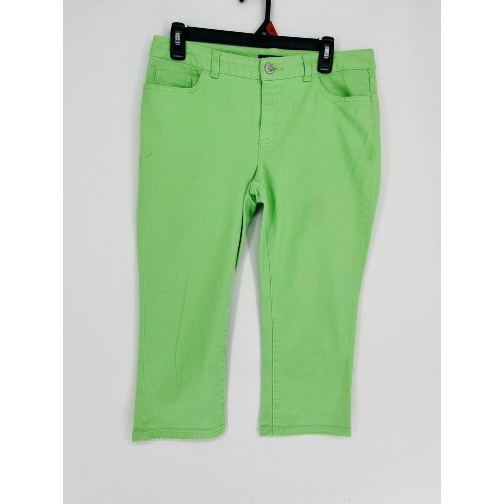 Chaps Petite Cropped Pants Womens 6P Lime Green Cotton Stretch Capris 2851